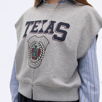 Önü baskılı Kolsuz Sweatshirt Gri Melanj