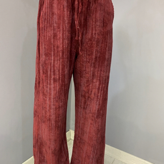 Fitilli kadife pantolon bordo