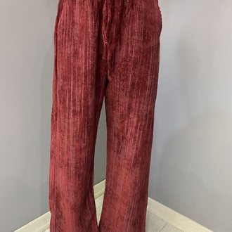 Fitilli kadife pantolon bordo