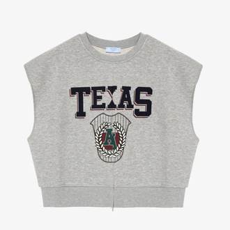 Önü baskılı Kolsuz Sweatshirt Gri Melanj