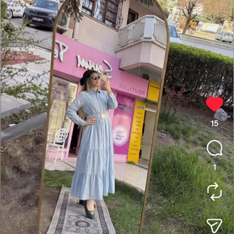 Mavi kemerli elbise 