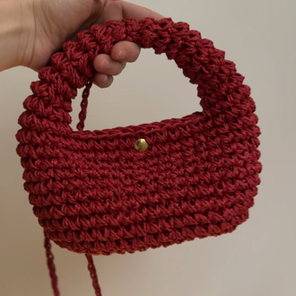 Kırmızı Hasır Midi Bag 