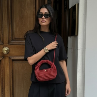Kırmızı Hasır Midi Bag 