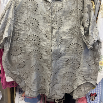 İtalyan brodeli ipek tencel gömlek
