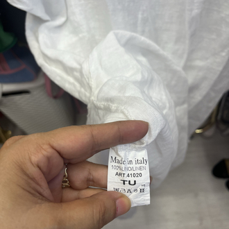 İthal pul çiçek işlemeli keten elbise
