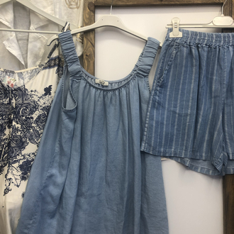 İthal tencel şort bluz takım