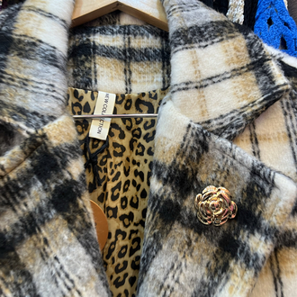 İthal yün leopar astarlı ceket