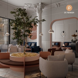 ORVEN COFFEE LOUNGE - 3D İç Mekân Sahnesi