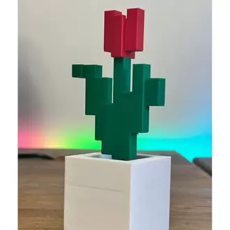 Minecraft Kırmızı Yeşil Çiçek Saksı Hediyelik Figürü