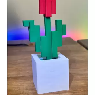 Minecraft Kırmızı Yeşil Çiçek Saksı Hediyelik Figürü