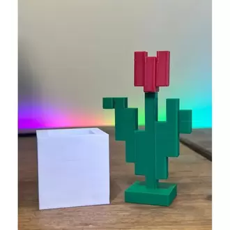 Minecraft Kırmızı Yeşil Çiçek Saksı Hediyelik Figürü