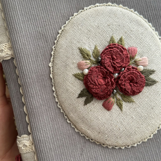 El Yapımı Vintage Nakışlı Defter – A5 / 100gr / 384 Sayfa – Çizgili 