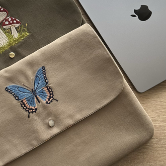 El Yapımı Nakışlı Laptop Çantası 13-14 inç Uyumlu | %100 Pamuk Gabardin Kumaş