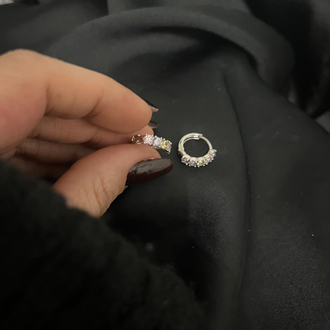 Silver Renkli Taşlı Küpe