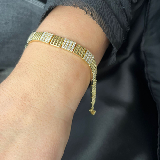 Premium Zirkon Taşlı Gold Bileklik