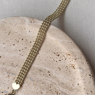 Premium Kalp Detaylı Gold Bileklik