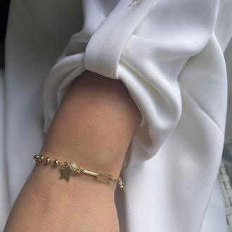 Vip 14 k Yıldız Detaylı Ataş Bileklik