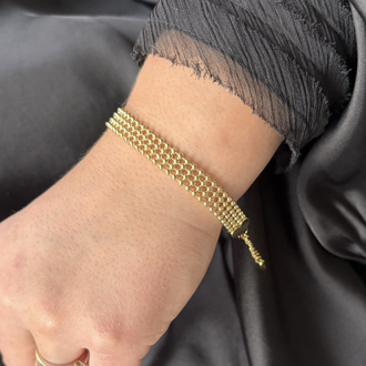 Premium Kalp Detaylı Gold Bileklik