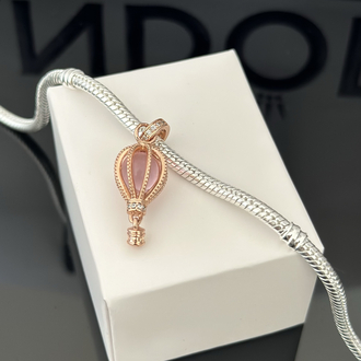 Rose Gold Parıltılı Pembe Sıcak Hava Balonu Charm