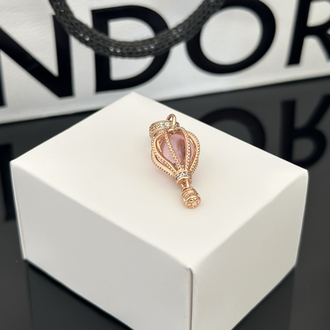 Rose Gold Parıltılı Pembe Sıcak Hava Balonu Charm