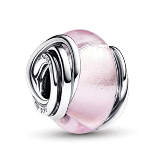 Etrafı Çevrili Pembe Murano Cam Charm