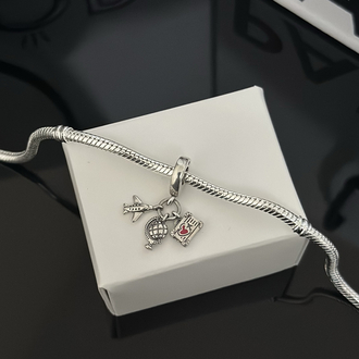 Uçak, Dünya Küresi ve Bavul Sallantılı Charm