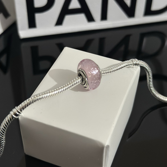 Etrafı Çevrili Pembe Murano Cam Charm