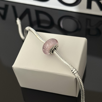 Etrafı Çevrili Pembe Murano Cam Charm