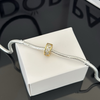 Gold Şeffaf Pavé Klips Charm