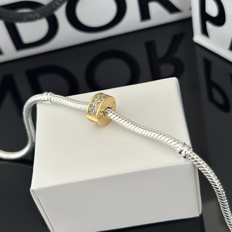 Gold Şeffaf Pavé Klips Charm