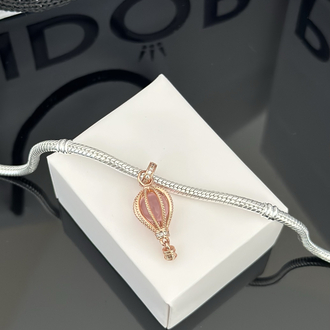 Rose Gold Parıltılı Pembe Sıcak Hava Balonu Charm