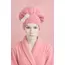 Saç Kurulama Banyo Duş Bonesi – %100 Pamuk , Fiyonklu Pembe