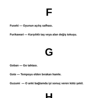Go Terimler Sözlüğü