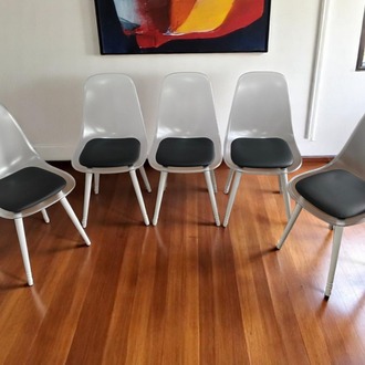 Ahşap Ayaklı Mutfak-Salon Sandalyesi Siyah Deri Oturum Şeffaf Sırt/130 kg Kapasiteli - 5 Adet