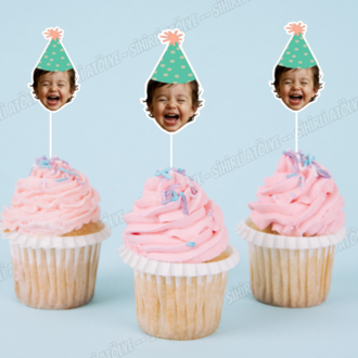 Fotoğraflı Cupcake Süsleri 6'lı