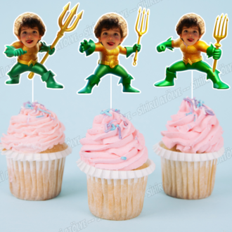 Fotoğraflı Süper Kahraman Cupcake Süsleri 6'lı