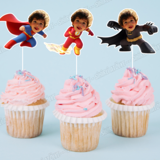 Fotoğraflı Süper Kahraman Cupcake Süsleri 6'lı