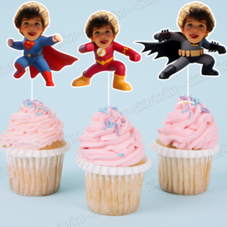 Fotoğraflı Süper Kahraman Cupcake Süsleri 6'lı