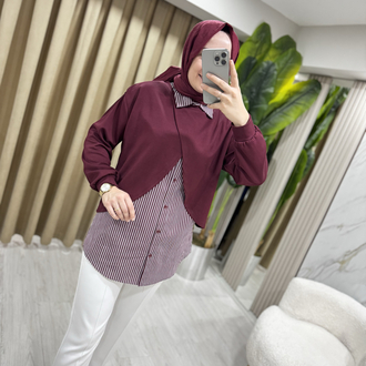 Puane gömlek detaylı Sweatshirt