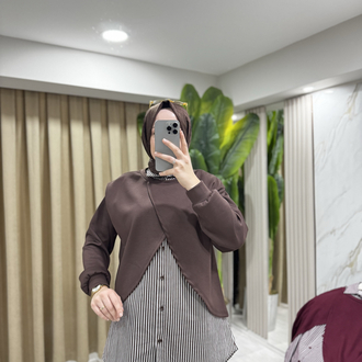 Puane gömlek detaylı Sweatshirt