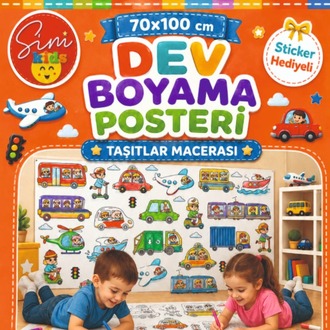 Dev Boyama Posteri – Eğlenceli Tatil Aktiviteleri üstelik Sticker Hediyeli ! Taşıtlar Tema