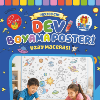 Dev Boyama Posteri–Eğlenceli Tatil Aktiviteleri Sticker Hediyeli ! Uzay Tema