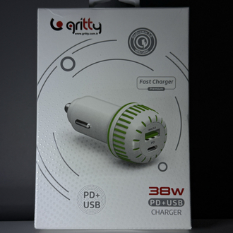 Gritty 38W 1*Usb 1* Type-C Süper Hızlı Araç Şarj Başlık Beyaz