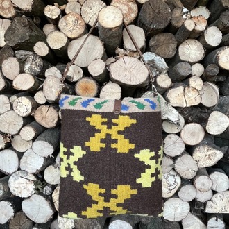 Elde Yün Dokuma Çanta Büyük Kelebek (Hand-woven Wool Handbag)