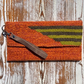 +9 renk/Çubuklu Elde Yün Dokuma Çanta (Hand-woven Wool Clutch)