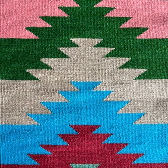Gökkuşağı Göz El Dokuma Yün Kilim (Rainbow Eye Hand-woven Wool Kilim Rug)