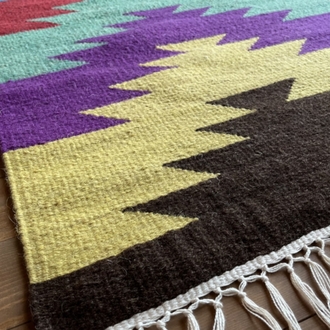Gökkuşağı Göz El Dokuma Yün Kilim (Rainbow Eye Hand-woven Wool Kilim Rug)