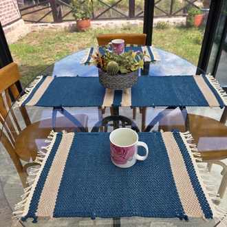 Diğer renkler için tıklayın. El dokuma pamuk servis/runner - Handwoven cotton placemats&runner
