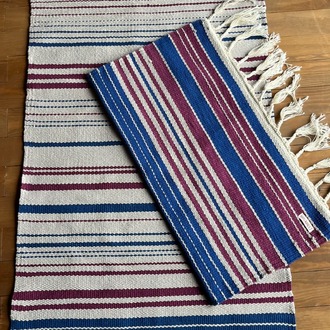 12 El Dokuma Pamuk Kilim ve Kırlent Kılıfı Seti (Hand-woven Cotton Rug & Throw Pillow Cover)