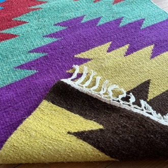 Gökkuşağı Göz El Dokuma Yün Kilim (Rainbow Eye Hand-woven Wool Kilim Rug)